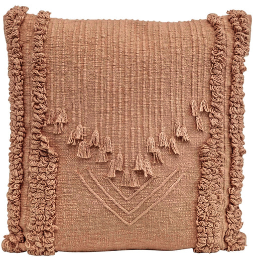 Embroidered Pillow With Applique & Fringe