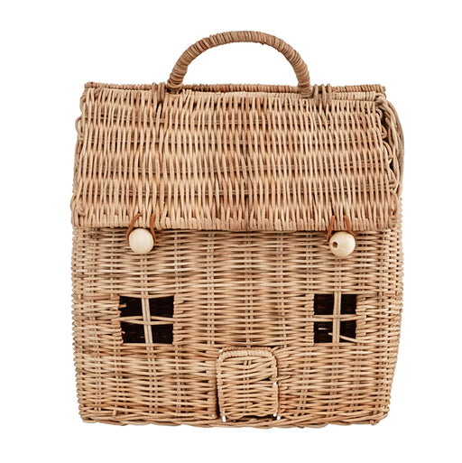 Hand-Woven Rattan House Basket With Handle & Closures
