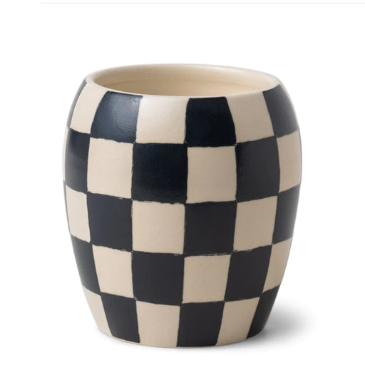 Black Fig & Olive Checkmate Black Checkered Porcelain Vessel