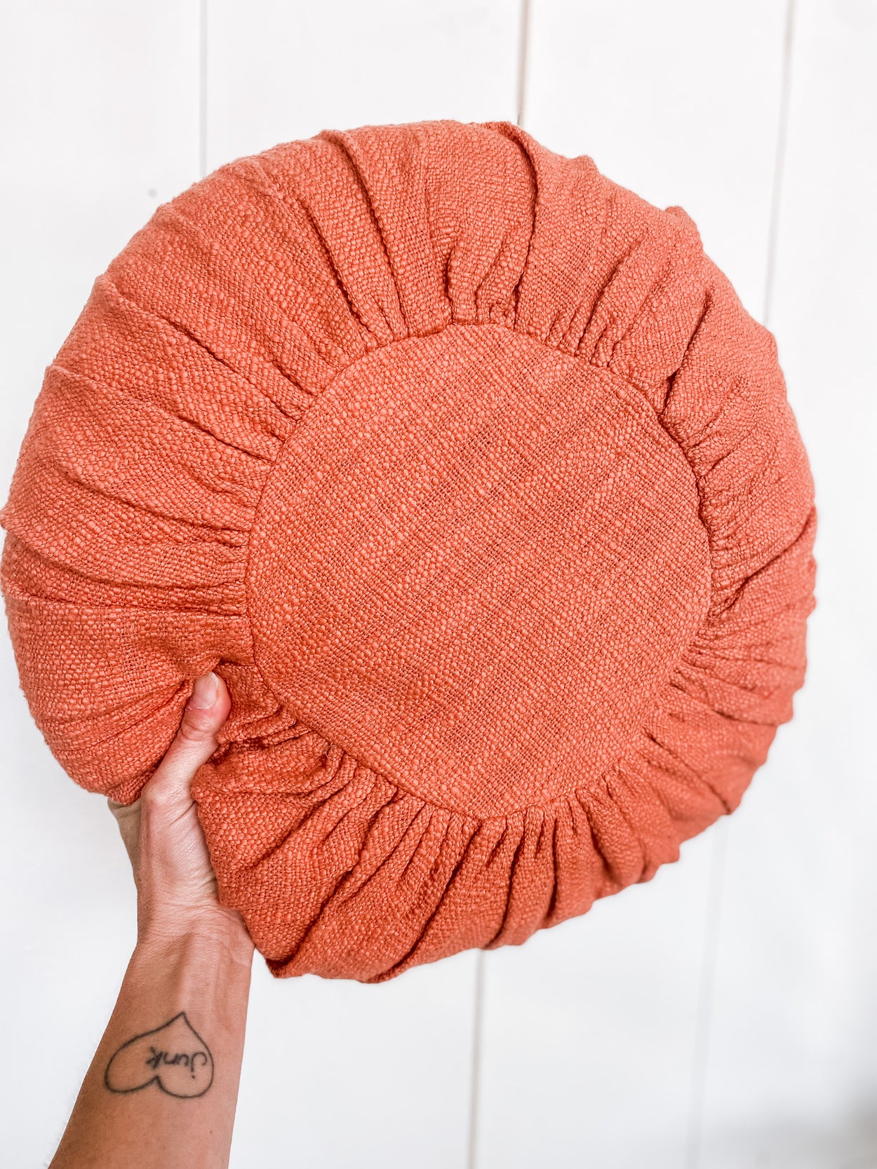Coral Colored Round Pillow