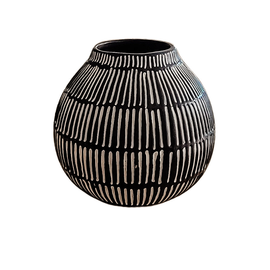 Black & White Stoneware Vase